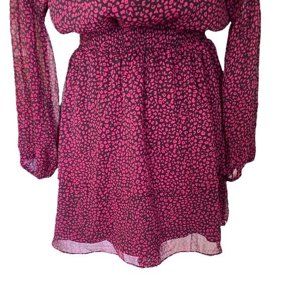 NWT Rachel Roy Lola Wild Pink & Black Leopard Draped Ruffle Tunic Dress - S - Picture 10 of 16